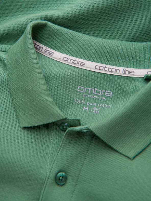 Ombre Clothing Zelené pánské basic polo tričko Ombre Clothing