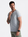 Ombre Clothing Šedé pánské bavlněné basic tričko s výstřihem Ombre Clothing
