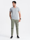 Ombre Clothing Šedé pánské bavlněné basic tričko s výstřihem Ombre Clothing