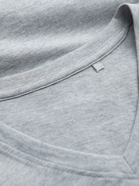 Ombre Clothing Šedé pánské bavlněné basic tričko s výstřihem Ombre Clothing