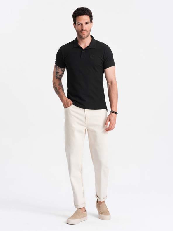 Ombre Clothing Černé pánské basic polo tričko Ombre Clothing