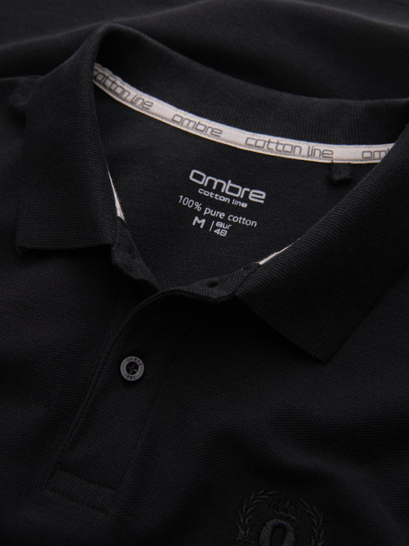 Ombre Clothing Černé pánské basic polo tričko Ombre Clothing