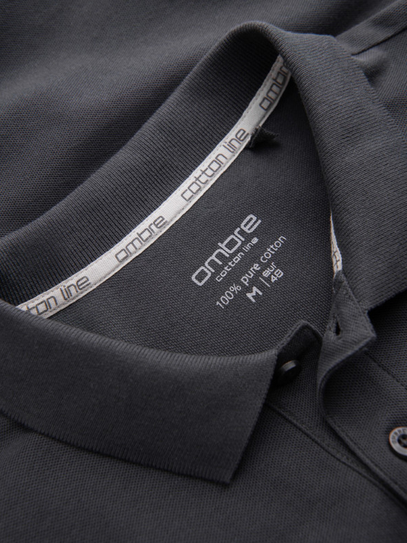 Ombre Clothing Šedé pánské basic polo tričko Ombre Clothing