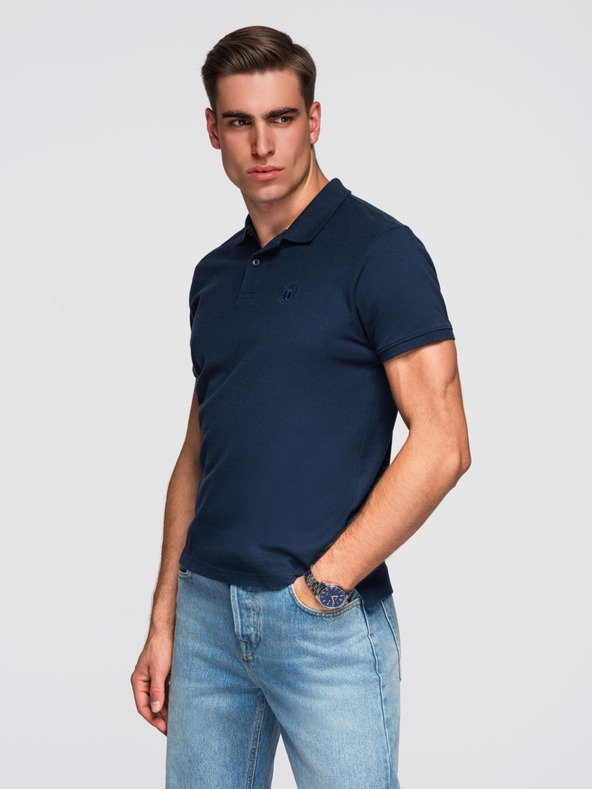 Ombre Clothing Tmavě modré pánské basic polo tričko Ombre Clothing