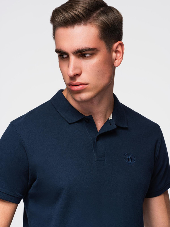 Ombre Clothing Tmavě modré pánské basic polo tričko Ombre Clothing