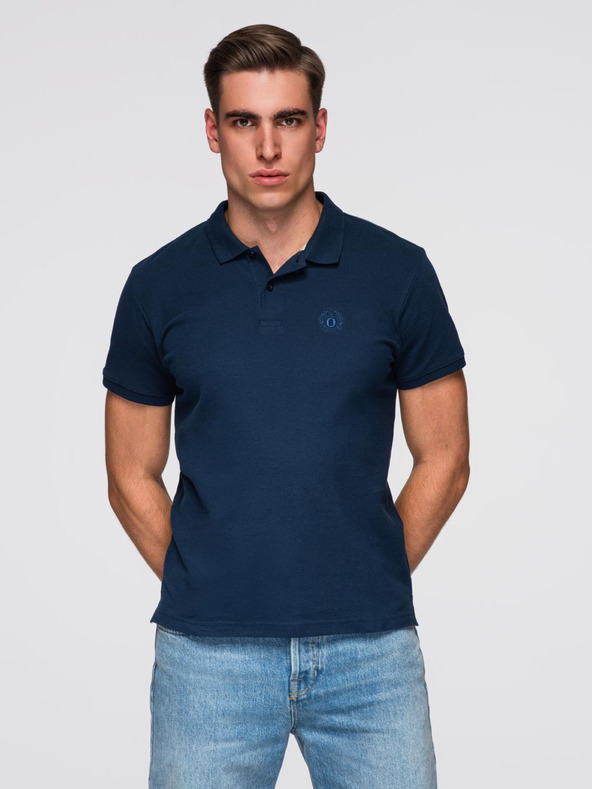 Ombre Clothing Tmavě modré pánské basic polo tričko Ombre Clothing