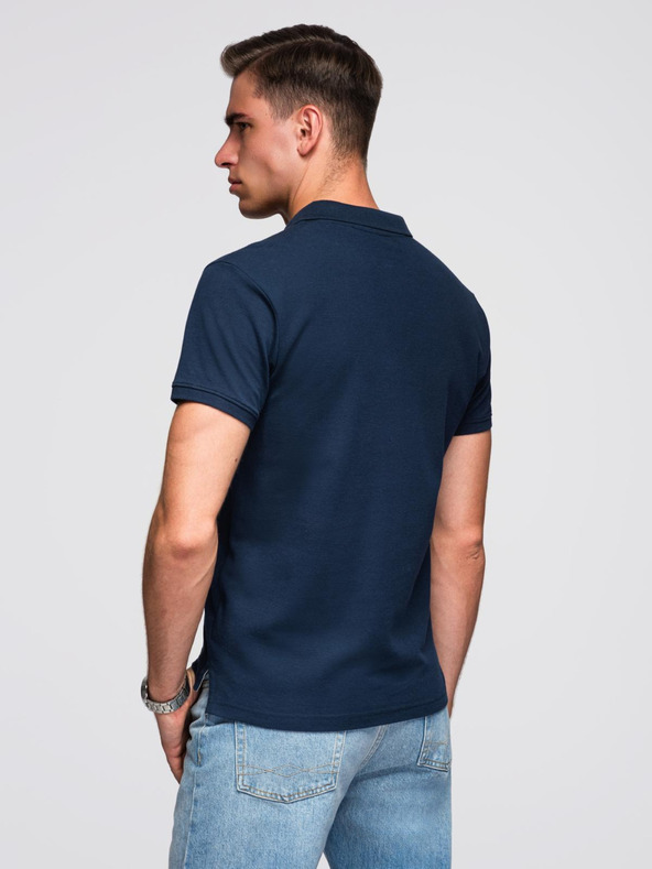 Ombre Clothing Tmavě modré pánské basic polo tričko Ombre Clothing
