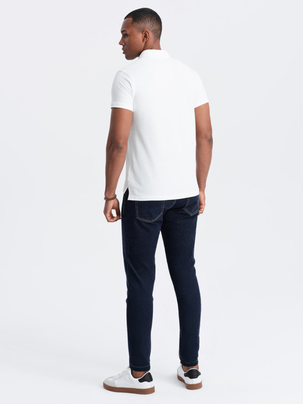 Ombre Clothing Bílé pánské basic polo tričko Ombre Clothing