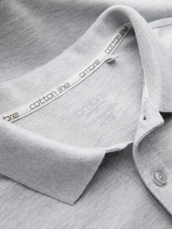 Ombre Clothing Světle šedé pánské basic polo tričko Ombre Clothing