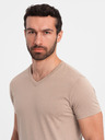 Ombre Clothing Šedá pánské bavlněné basic tričko s výstřihem Ombre Clothing