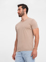 Ombre Clothing Šedá pánské bavlněné basic tričko s výstřihem Ombre Clothing