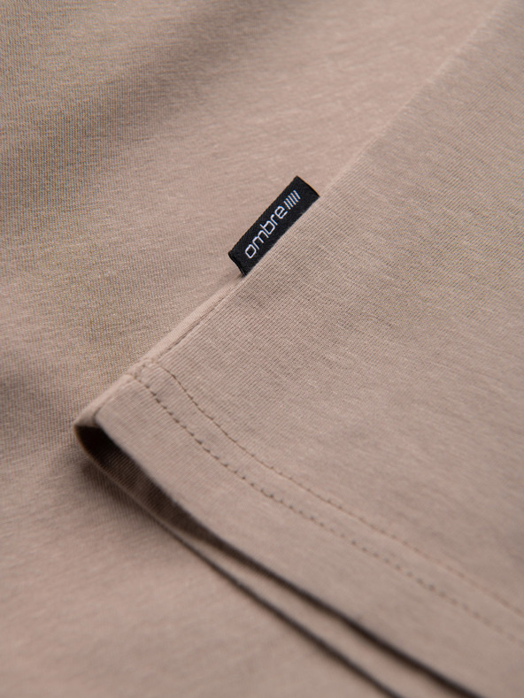 Ombre Clothing Šedá pánské bavlněné basic tričko s výstřihem Ombre Clothing