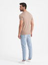 Ombre Clothing Šedá pánské bavlněné basic tričko s výstřihem Ombre Clothing