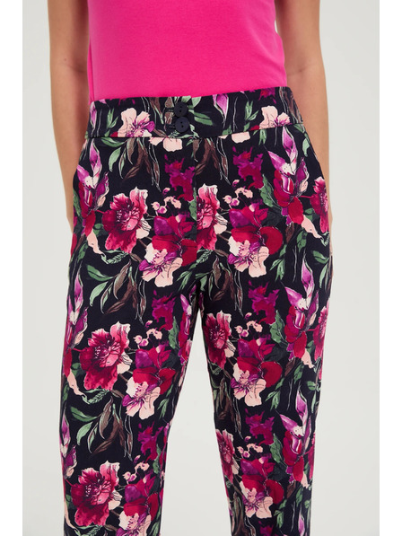 Moodo Kalhoty s květy tmavě modré Moodo