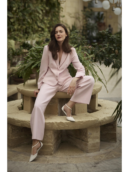 Moodo Jednořadý růžový sako Moodo