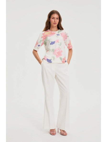 Moodo Kalhoty se širokými nohavicemi v hraně bílé Moodo