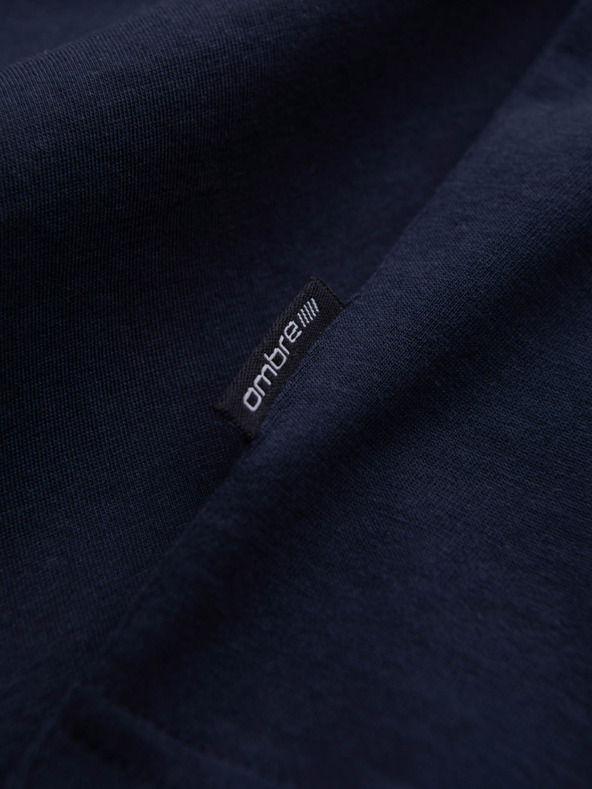 Ombre Clothing Tmavě modré pánské basic tričko s véčkovým výstřihem Ombre Clothing