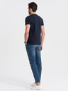 Ombre Clothing Tmavě modré pánské basic tričko s véčkovým výstřihem Ombre Clothing