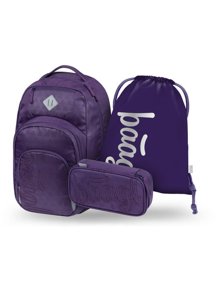 BAAGL  BAAGL SET 3 Coolmate Plum: batoh, penál, sáček