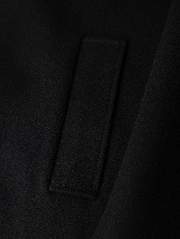 Ombre Clothing Pánský dlouhý jednořadý kabát s límcem a spodním pláštěm - černý V1 OM-COWC-0135 Ombre Clothing