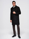 Ombre Clothing Pánský dlouhý jednořadý kabát s límcem a spodním pláštěm - černý V1 OM-COWC-0135 Ombre Clothing