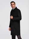 Ombre Clothing Pánský dlouhý jednořadý kabát s límcem a spodním pláštěm - černý V1 OM-COWC-0135 Ombre Clothing