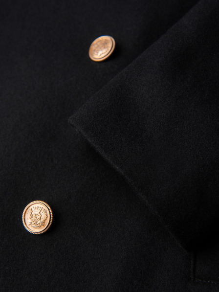 Ombre Clothing Elegantní vojenský dvouřadový vlněný kabát pro muže - černý V1 OM-COWC-0145 Ombre Clothing