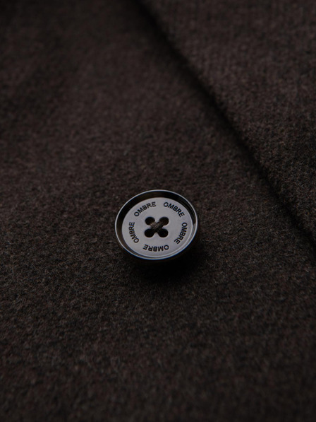 Ombre Clothing Pánský dvouřadý vlněný kabát - tmavě hnědý V3 OM-COWC-0133 Ombre Clothing