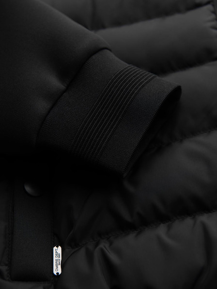 Ombre Clothing Prošívaná bunda bomber s kapucí a pletenými rukávy - černá V1 OM-JALP-0298 Ombre Clothing