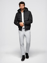 Ombre Clothing Prošívaná bunda bomber s kapucí a pletenými rukávy - černá V1 OM-JALP-0298 Ombre Clothing