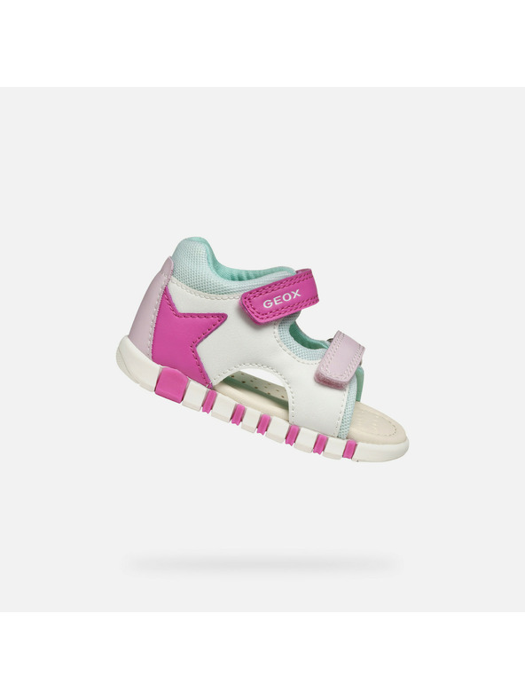 Geox Bílé dívčí barefoot sandály Geox Sandal Iupidoo Gir