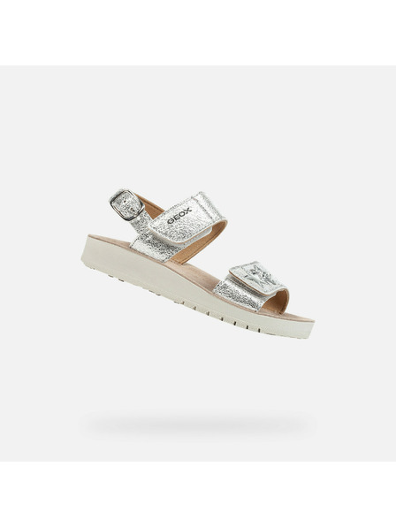 Geox Stříbrné dívčí sandály Geox Sandal Costarei