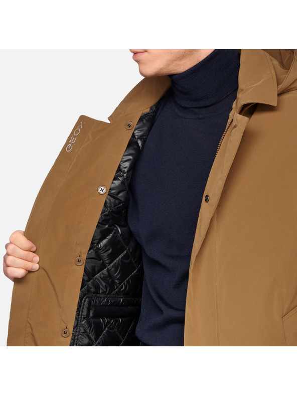 Geox Hnědá pánská bunda Geox Anyweco