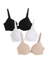 Marks & Spencer Sada tří dámských push-up podprsenek v béžové, bílé a černé barvě s kosticemi Marks & Spencer
