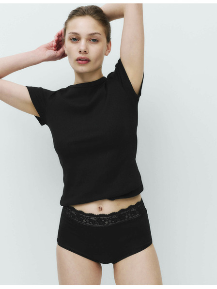 Marks & Spencer Krajkové midi kalhotky z bavlny s lycrou, 5 ks v balení Marks & Spencer černá