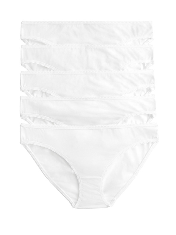 Marks & Spencer Bikini kalhotky z bavlny s lycrou®, 5 ks v balení Marks & Spencer bílá