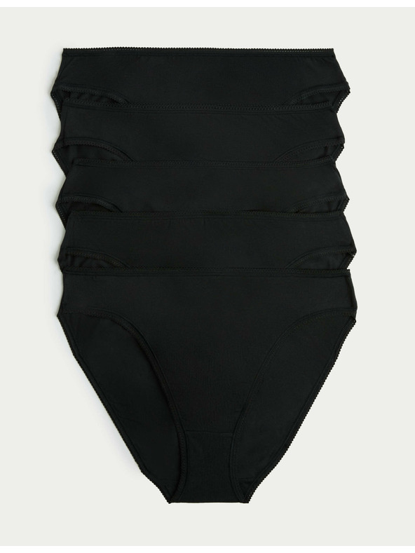 Marks & Spencer Vysoce střižené kalhotky z bavlny a lycry®, 5 ks v balení Marks & Spencer černá