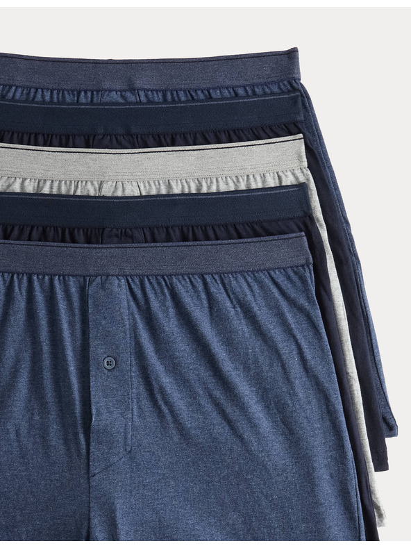 Marks & Spencer Bavlněné žerzejové boxerky s technologií Cool & Fresh™, 5 ks Marks & Spencer námořnická modrá