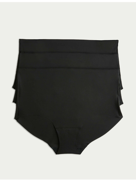 Marks & Spencer Šortkové kalhotky bez viditelných lemů s vysokým pasem, 3 ks v balení Marks & Spencer černá