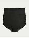 Marks & Spencer Šortkové kalhotky bez viditelných lemů s vysokým pasem, 3 ks v balení Marks & Spencer černá