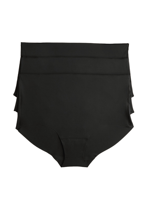 Marks & Spencer Šortkové kalhotky bez viditelných lemů s vysokým pasem, 3 ks v balení Marks & Spencer černá