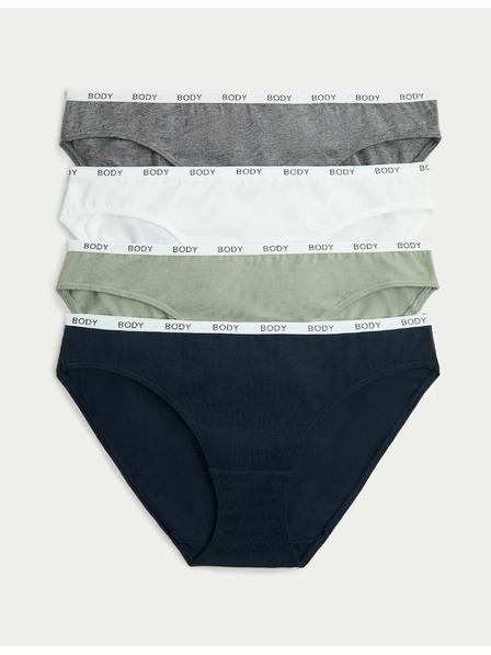 Marks & Spencer Bikinové kalhotky s vysokým podílem bavlny, sada 4 ks Marks & Spencer modrá