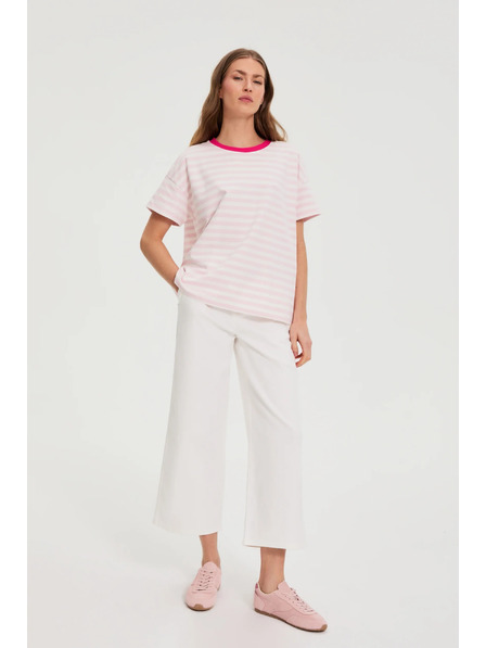 Moodo Oversize mikina s pruhy růžová Moodo