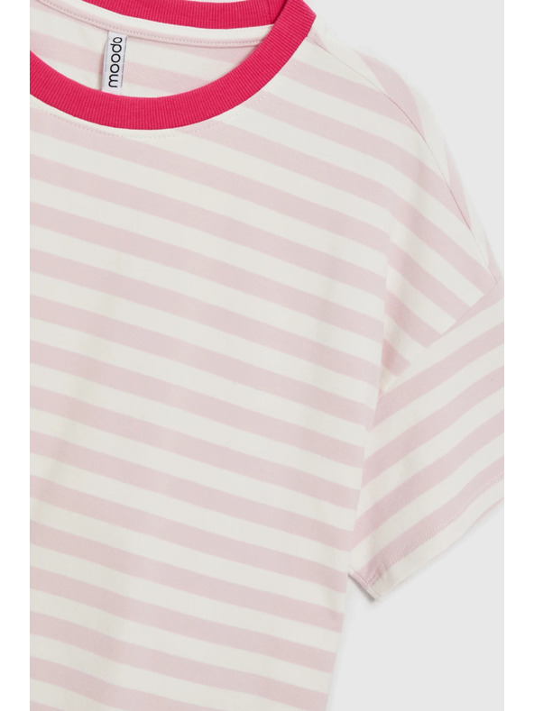 Moodo Oversize mikina s pruhy růžová Moodo