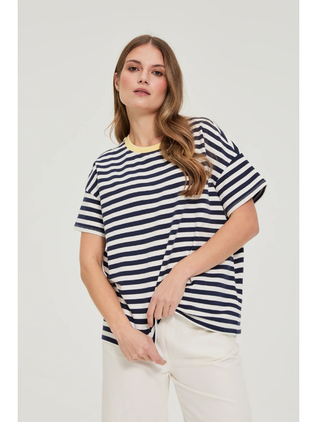 Moodo Oversize mikina s pruhy tmavě modrá Moodo