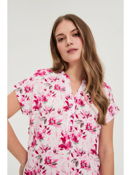 Moodo Košile s květy fuchsiová Moodo