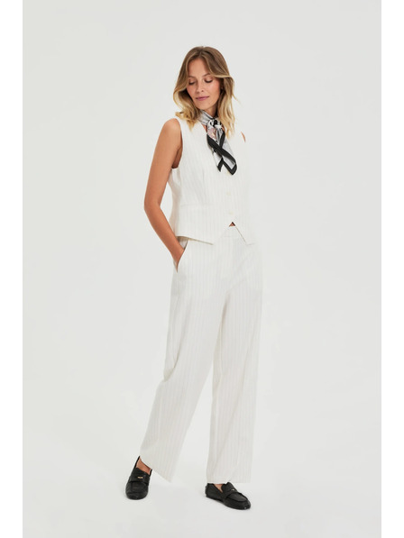 Moodo Oblek kalhoty s pruhy bílé Moodo