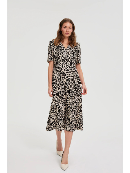 Moodo Vzorované midi šaty béžové Moodo