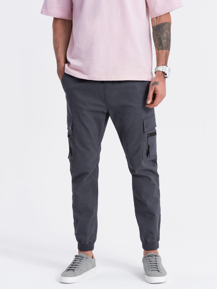 Ombre Clothing Tmavě šedé pánské cargo jogger kalhoty Ombre Clothing