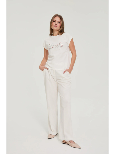 Moodo Tričko s potiskem a korálky bílé Moodo